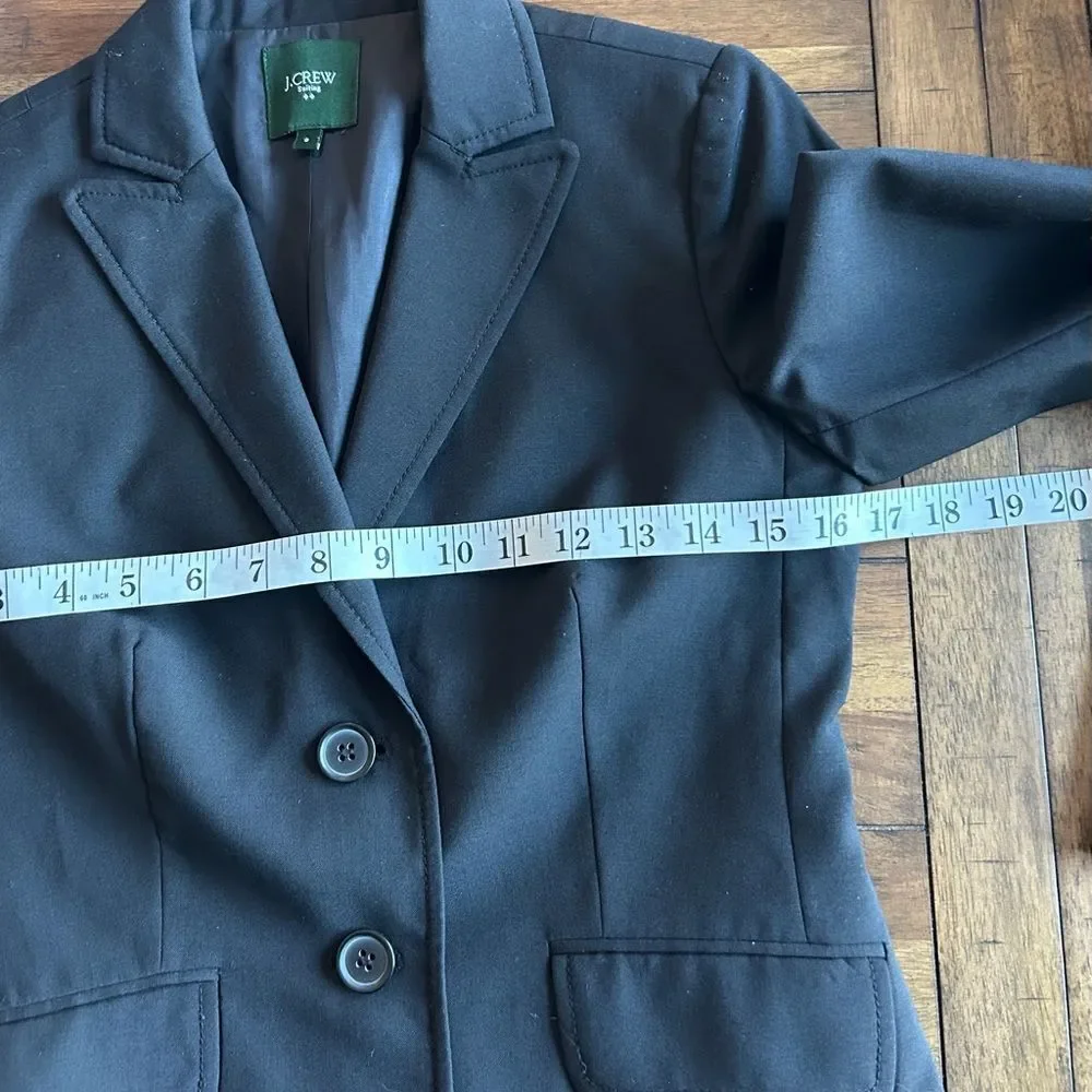 J. Crew Suiting Black Lightweight Wool Lined Blazer Size 0